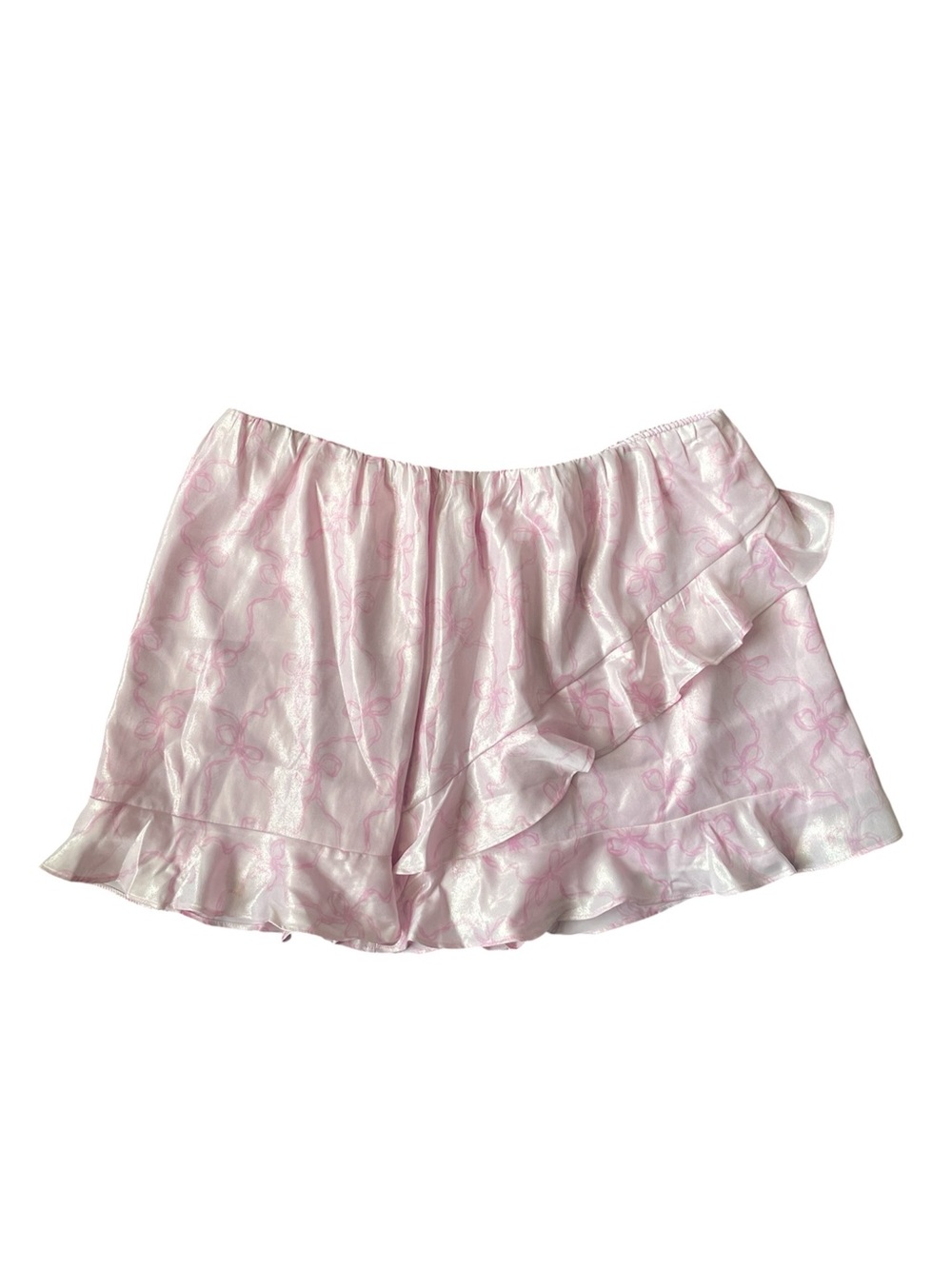 PINK X LOVESHACKFANCY SATIN RUFFLE MINI SKIRT Womens XL NWT